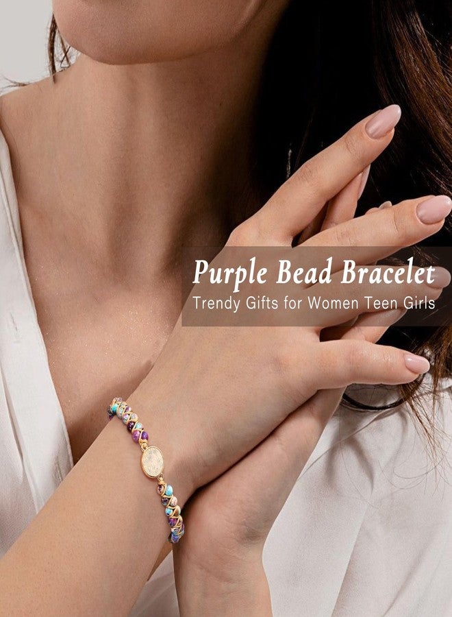 Sistble 50th Birthday Gifts for Women, 50th Birthday Gifts for Her Mom Wife Natural Stone Beaded Bracelets 50 Year Old Gifts for Women Handmade Bead Bracelet Grandma Birthday Gifts Jewelry - Image 2